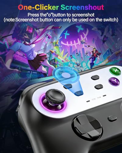 Image of Switch Controller, Wireless Controller for Nitendo Switch /Switch Lite /Switch OLED, Switch Controller Pro with LED Lights, Rechargeable Switch Remote Gamepad with 6-Axis Gyro, Vibration, Turbo