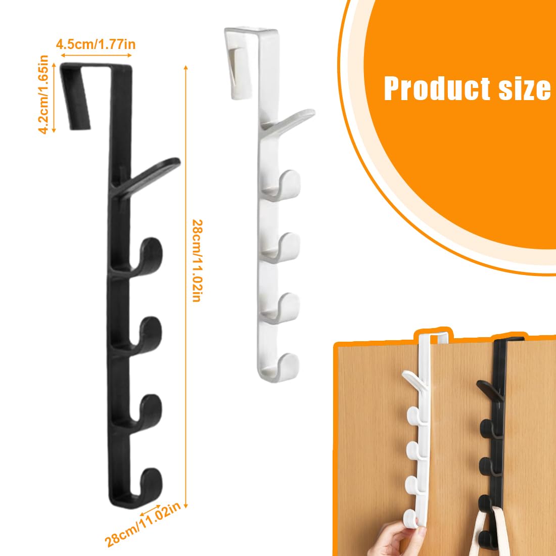 IKOPFLN 4 Pezzi Appendiabiti da Porta Verticale Attaccapanni da Porta Robusto Appendino da Porta Pratico Gancio Porta Appendi Bbiti per Porte Senza Forare Ganci Porta per Camere da Letto Bagno