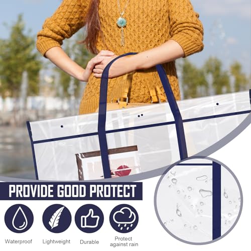 Image of Windyun 3 Pack Large Poster Storage Bag 48 inch x 36 inch Bulletin Board Holder Art Portfolio Case PVC Art Portfolio Container Bulletin Board Storage Box with Pocket for Classroom Teacher Organization(Blue)