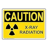 ComplianceSigns.com Caution X-Ray Radiation OSHA Safety Label Decal, 5x3.5 in. 4-Pack Vinyl for...