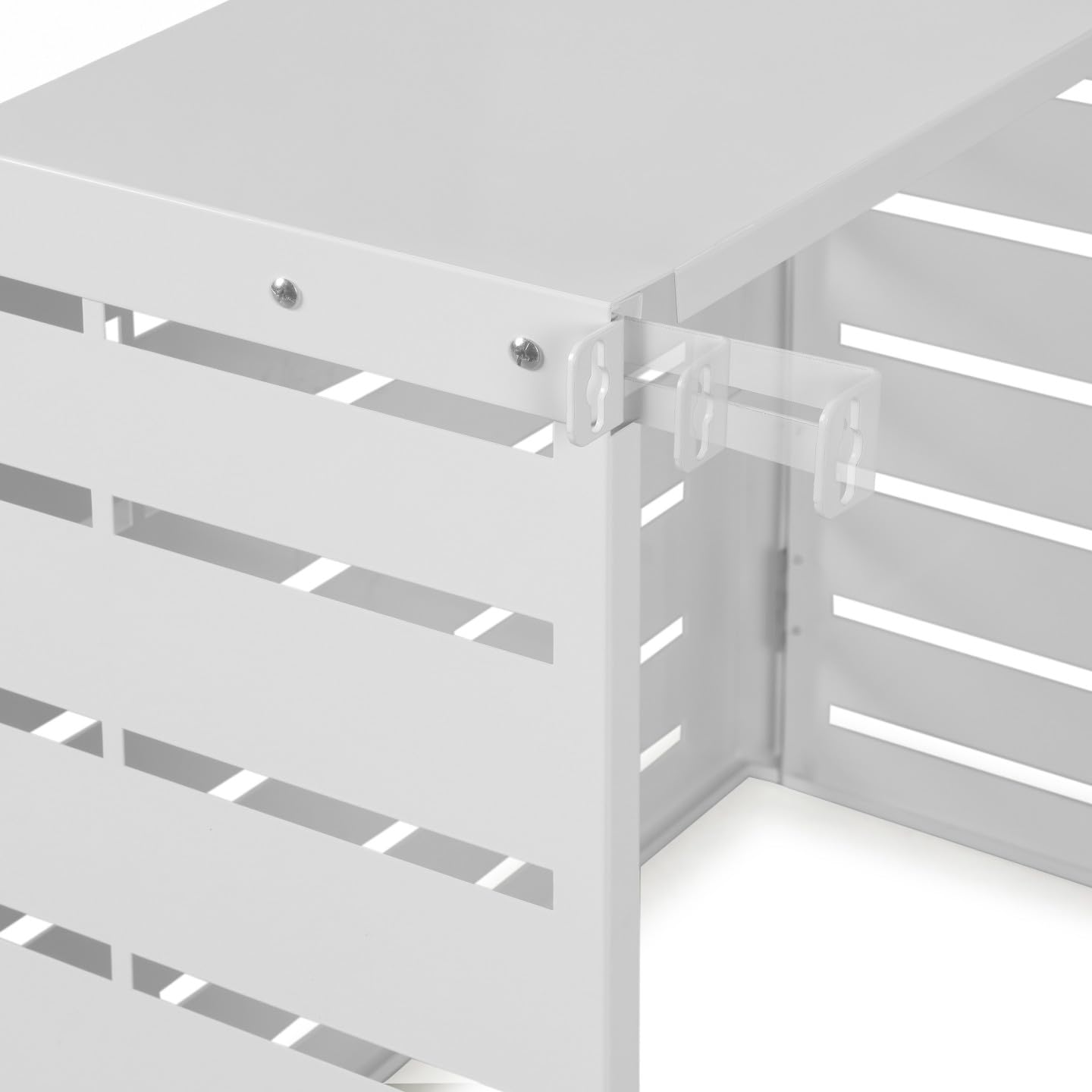 IDMarket - Copertura metallica bianca per condizionatore d'aria per unità esterna 95 x 48 x 80 cm