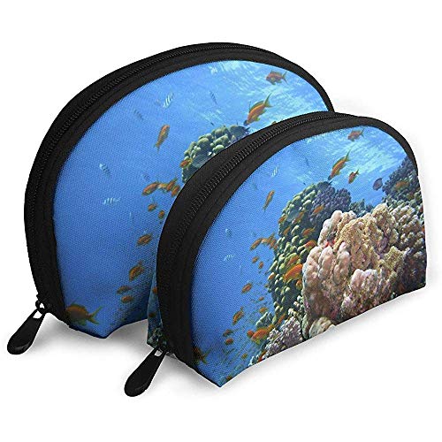 Preisvergleich Produktbild Unterwasserwelt Korallenriff Fisch Tragbare Taschen Makeup Bag Kulturbeutel Multifunktions Tragbare Reisetaschen Kleine Makeup Clutch