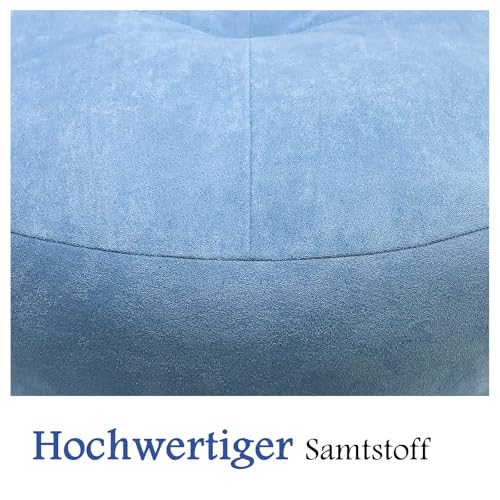 ComfortAce Premium Minimalist Samt Runde Kissen, Luxus 700G 3D silikonisierte Fasern Füllung Runde Kissen für Sofa und Bett Dekoration, 45cm Durchmesser, Luftig Blau