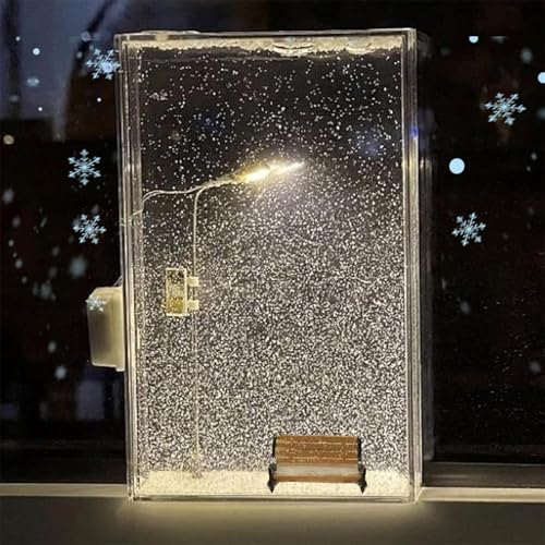jiwseni Snow Tales Lamp, Snowy Night Street Lamp Christmas Snow Scene Light DIY Materials, Snow Globe Night Light (B-1Pcs)