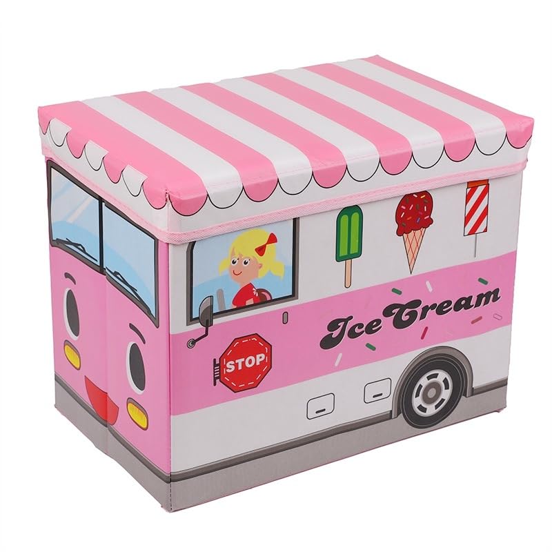 Kids toy Chest, Multi-use Basket Storage Box, Large and Foldable Organizer Box with Cute Patterns for Kid's Toy, Book and Cloth, Toy Chest for Home and Nursery (40CM*26CM*32CM)