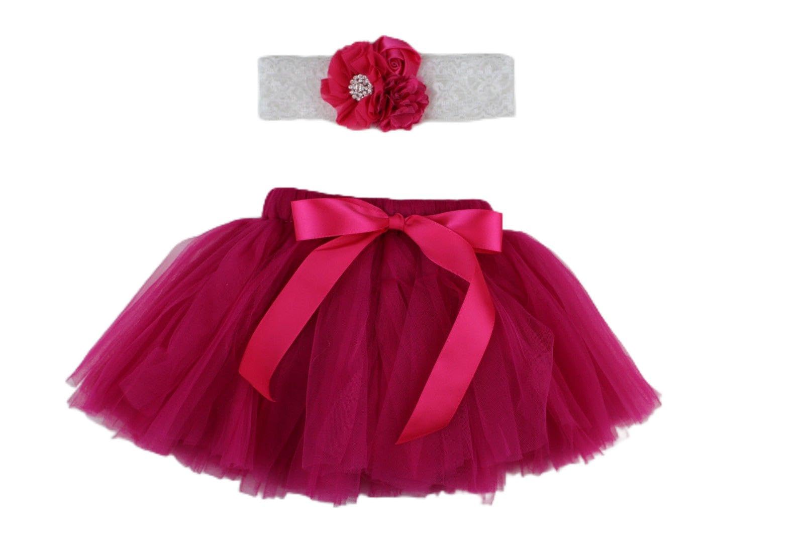 Matissa Pink Newborn Baby Tutu Clothes Skirt Headdress Flower Photo Photography Prop Outfit (6)