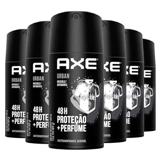 Kit Desodorante Antitranspirante Aerosol Masculino Axe Urban Anti Manchas 90g - 6 Unidades