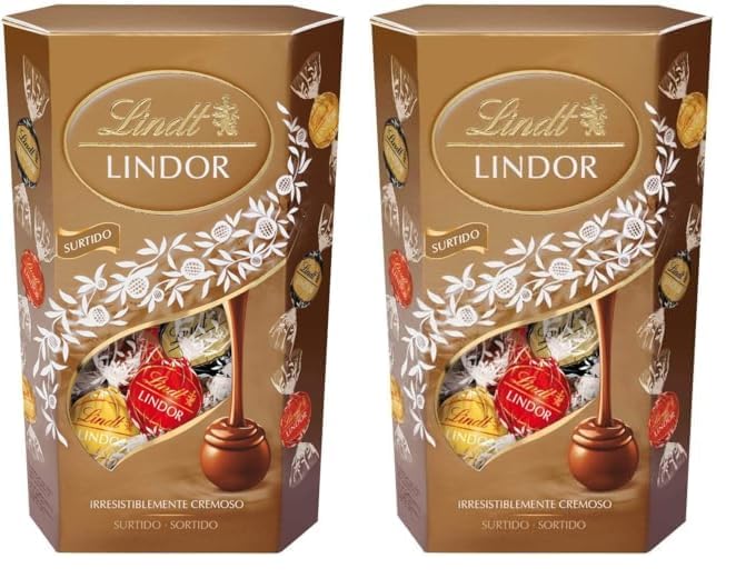 Lindt bombones LINDOR CORNET chocolate negro al 70% de cacao, delicioso bombón con interior de chocolate cremoso, chocolate Lindt, 600 g, aproximadamente 48 bombones (Paquete de 2)