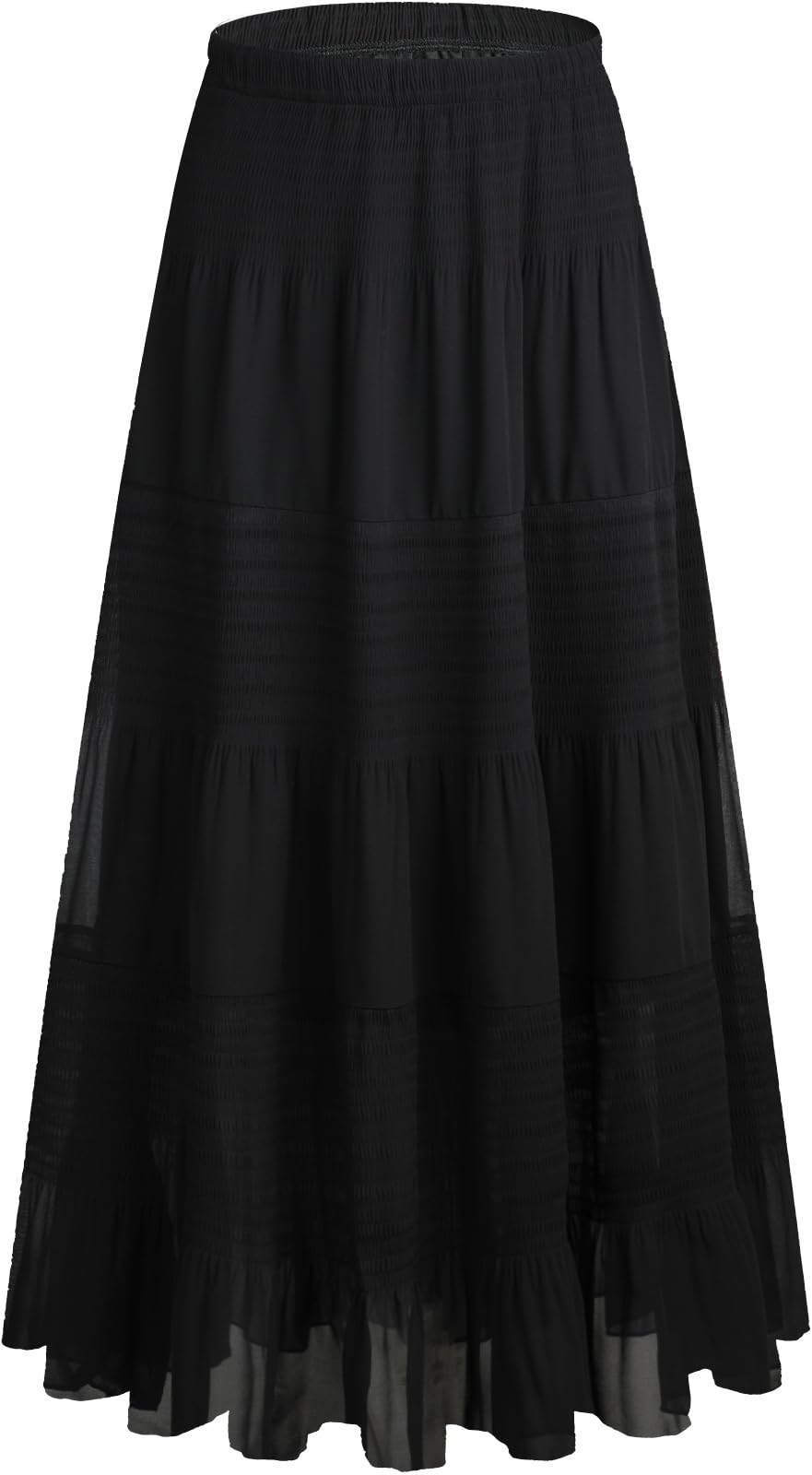 Genfien Femme Jupe Boheme Tour de Taille Elastique Longues Maxi Jupe en Mousseline de Soie avec Doublure Taille Haute A-Line Décontractée L'été Plage