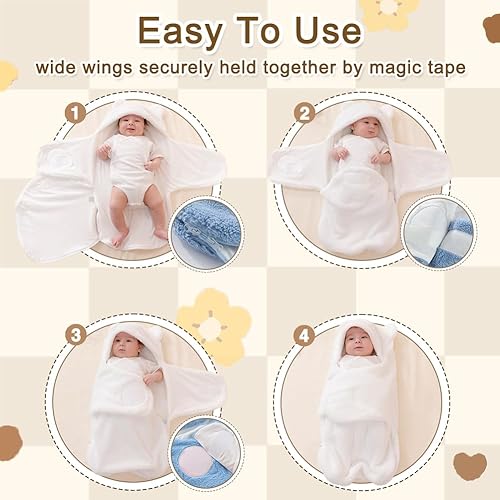 Image of AiWMGL Baby Winter Fleece Swaddle Blanket Boys Girls Warm Soft Plush Sacks Adjustable 3-6 Months Newborn Swaddling Wrap