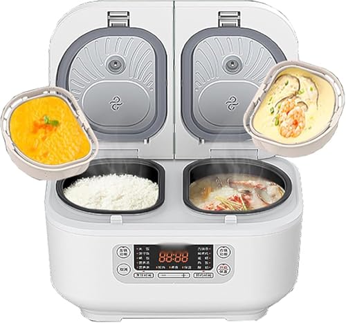1.5L Pennello di Riso con Doppio Vaso Interno, temporizzatore 12H e Tenere Caldo, Rivestimento Non-Stick, Touch Control, Multi-Function per Uso familiare