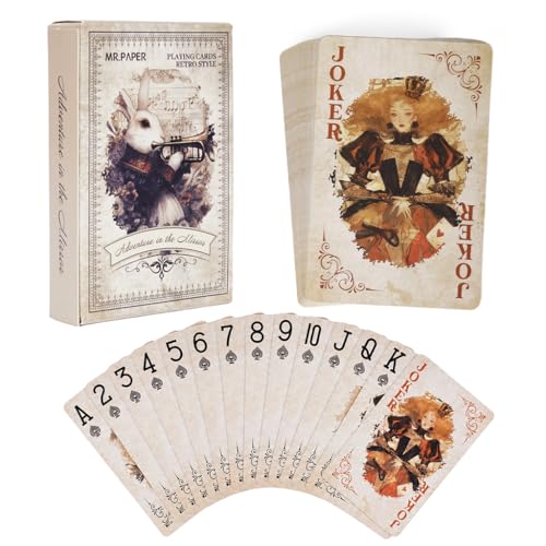 Image of PATPAT Poker Playing Cards, Pack of 55 for All Ages, Vintage Card Games Playing Cards for Adults Poker Set with Rabbits, Owls, Animal Characters for Family Game Nights, Party Activities, Collections