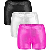 Resinta 3 Pieces Girls Gymnastics Shorts Sparkle Girls Dance Shorts Glitter Ballet Dance Shorts...