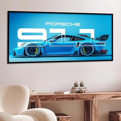 Image of walllane Big Porsche 911 GT3RS Car Framed Posters Gift Items for Boys Room Wall Decoration Bedroom Living Room Office Studio Decor | Car Poster Frame for Wall Decor Set Of 1Size(13 x 25 inch)