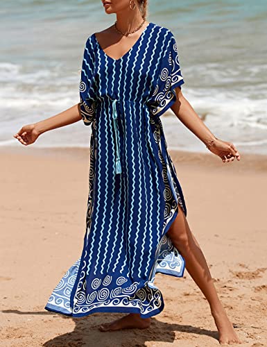 Image of Eddoyee Loose Beach Kaftan Dresses for Women Caftan Swimsuit Cover Up
