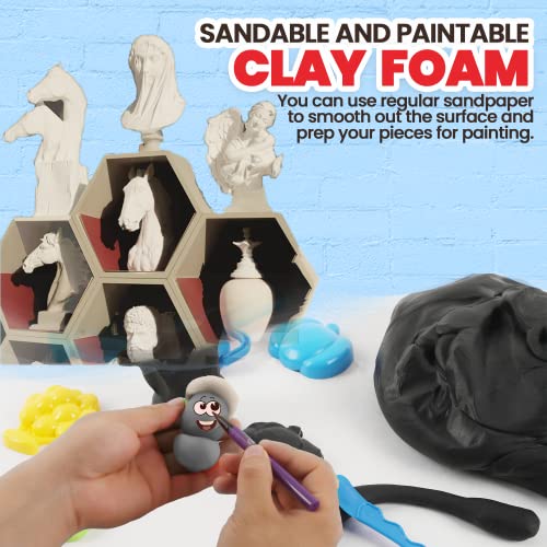 Image of 3.3 lbs Moldable Cosplay Foam Clay (Black) - Air-Dry High Density Clay for Intricate Designs - Dries Evenly Within 24-48 Hours - Sandable and Paintable Clay Foam