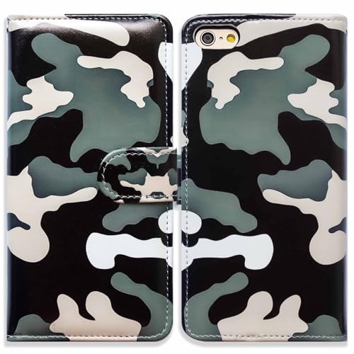 Bcov Case for iPhone SE 3rd Gen 2022,Dark Green Camouflage Camo Leather Flip Phone Case Wallet Cover with Card Slot Holder Kickstand for iPhone SE 2nd Gen iPhone 7 8