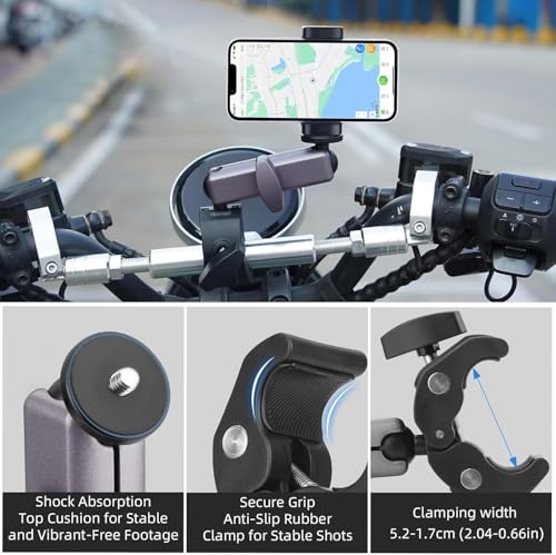 Image of Rotatable Camera Bike Mount Clamp Motorcycle Handlebar Pole Aluminium Mount for insta360 X5 /X4 /X3, Ace Pro /Pro2, Hero13 /12 /11 /10 /9,Osmo Action 5 Pro /4 /3,Action Camera Accessories