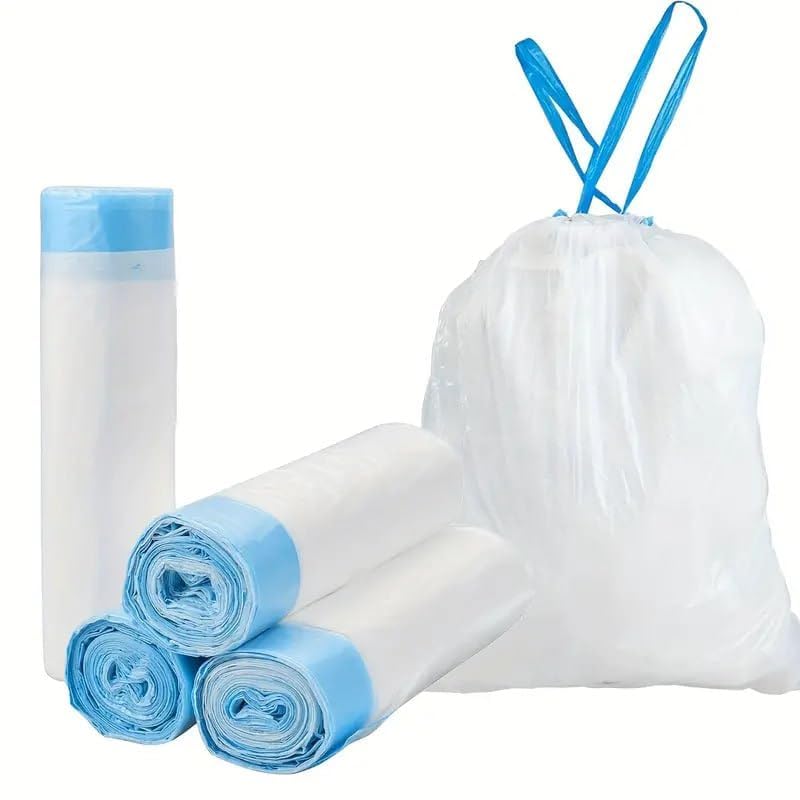 ZENCONI Trash Bag Drawstring White Unscented Strong Garbage Bags - 75 Bags | 45 * 50CM | 4-5 Gallon Small Thickened Trash Bags for Small Trash Cans Bathroom, Kitchen, Office Waste Bin Liners-image-48