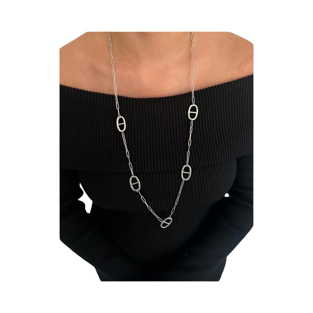 Collier sautoir maille marine personnalisé femme cadeau anniversaire noël chaîne maille trombone