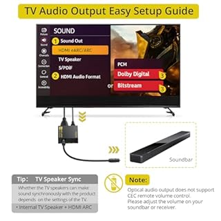 PROZOR eARC/ARC to Optical Audio Extractor, Enhanced eARC Audio Converter Supports Dolby/DTS 5.1, 192KHz HDMI eARC/ARC to Optical Toslink Adapter for TV to Soundbar Amplifier Home Theater 7ft Long