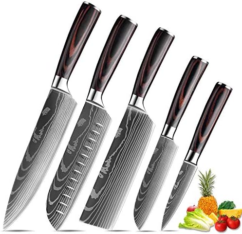 Set De 10 Couteaux De Cuisine En Acier Damas - Tranchant Professionnel - Pour Chef Et Usage Polyvalent