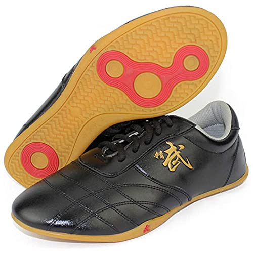 Martial Arts Shoes for Men, Leather Tai-Chi Kung-Fu Trainers Non-Slip Breathable Outdoor Daily Training Exercises Shoes3