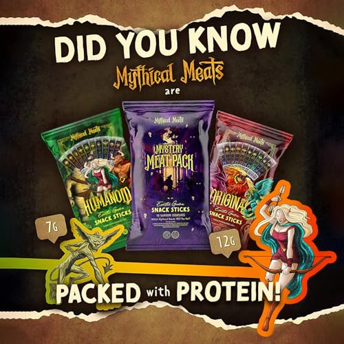 Mythical Meats Christmas Cryptids Random Flavor Sampler Pack – 10 Random Exotic Game and Beef Snack Sticks – Dried & Dehydrated Meats Seasoned to Perfection – High Protein Snacks Keto Friendly