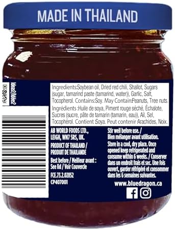 Blue Dragon Chili Crisp 180 g, Made in Thailand, Gluten Free, Vegan, No Artificial Flavours or Colours, Crunchy Chilli Oil - 2