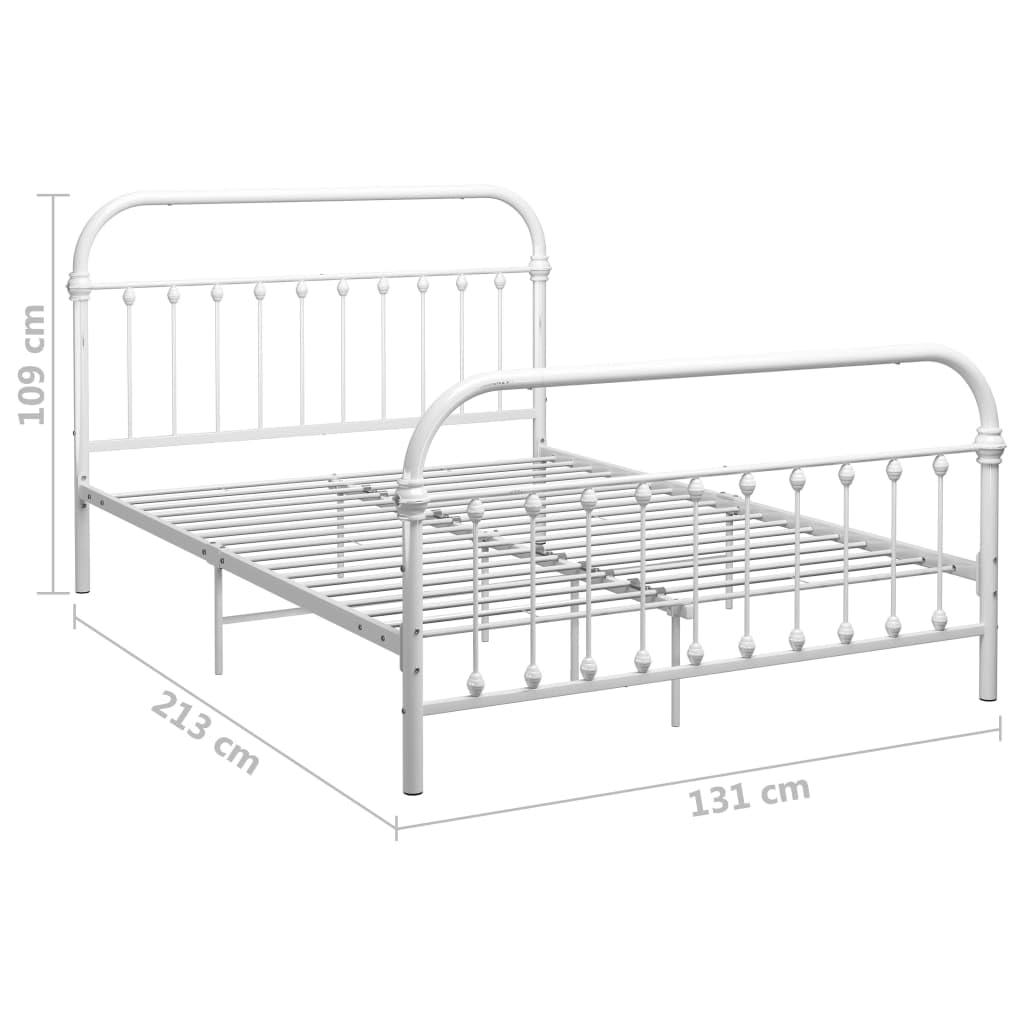 vidaXL Estructura de Cama Casa Dormitorio Robusta Duradera Mobiliario Moderna Cómodo Individual para Jóvenes de Metal Blanco 120x200 cm