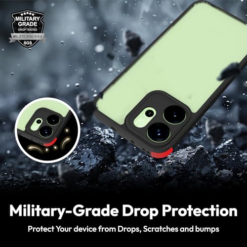 Image of KAPAVER Hybrid Clear Back Cover Case for Oppo Reno 14 | Protective Shockproof Cleare Hard PC Soft Flexible Black TPU Cover