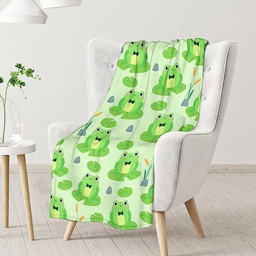Frog Blanket Gifts - 30x40 Inches Cute Throw for Girls & Boys - Green Soft Fuzzy Blankets for Couch & Office