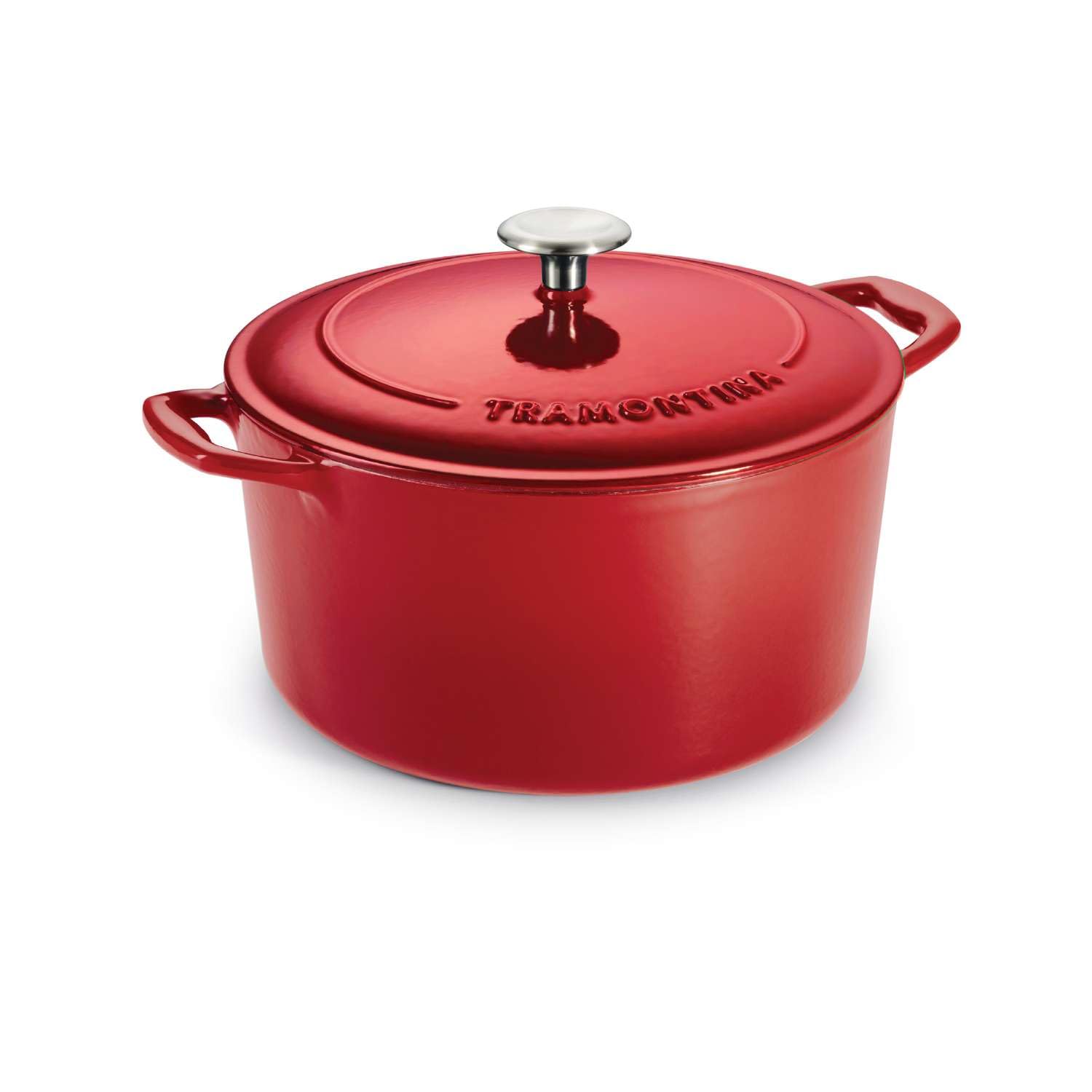 Tramontina Bestow Emaliowane, żeliwne okrągłe naczynie do zapiekanek, 28 cm (6,15 l), czerwone, do indukcyjnych i wszystkich kuchenek, nadaje się do piekarnika do 230°C, 31700213
