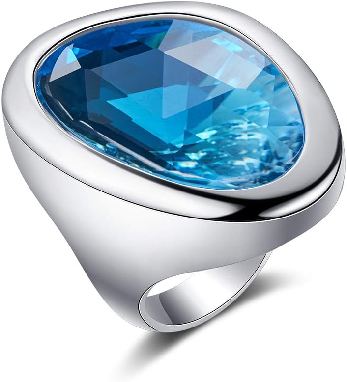 Statement Rings Multi -Color Change Crystal Ring 3D Birthstone Colorful 18k Gold Plated Cocktail Rings for Women
