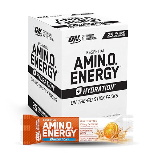Image of Optimum Nutrition Amino Energy Hydration Packets, On-The-Go Energy Powder Stick Packs, Tangerine Wave, 25 Count