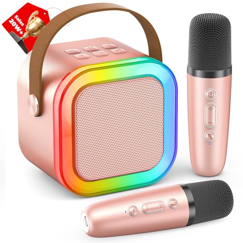 Peski Karaoke Machine for Kids Adults, Portable Bluetooth Mini Karaoke Microphone Singing Speaker Karaoke Player with 2 Wireless Mic, Birthday Gifts for Girls...