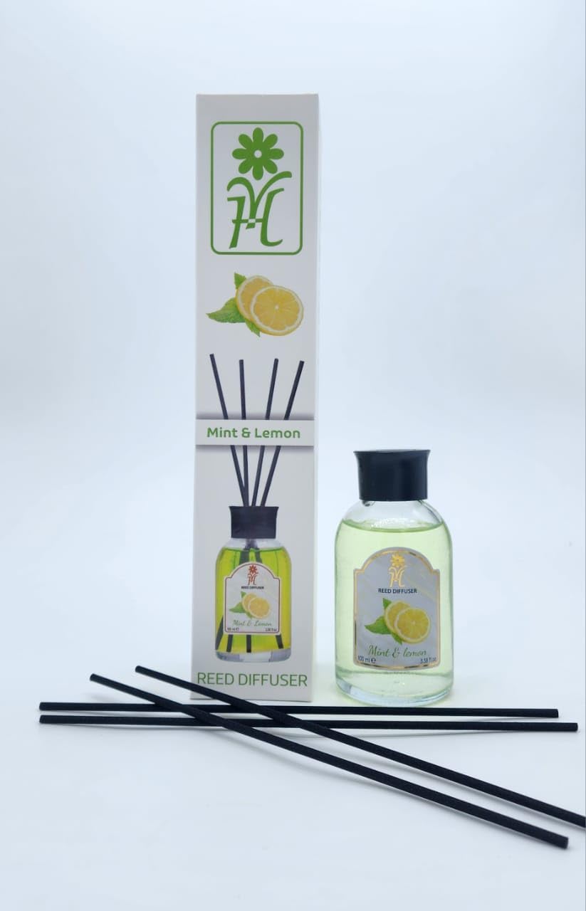 Reed long lasting Stick Diffuser Mint and Lemon Scent - Perfect for Home and Office 100ml (Made in Turkey)