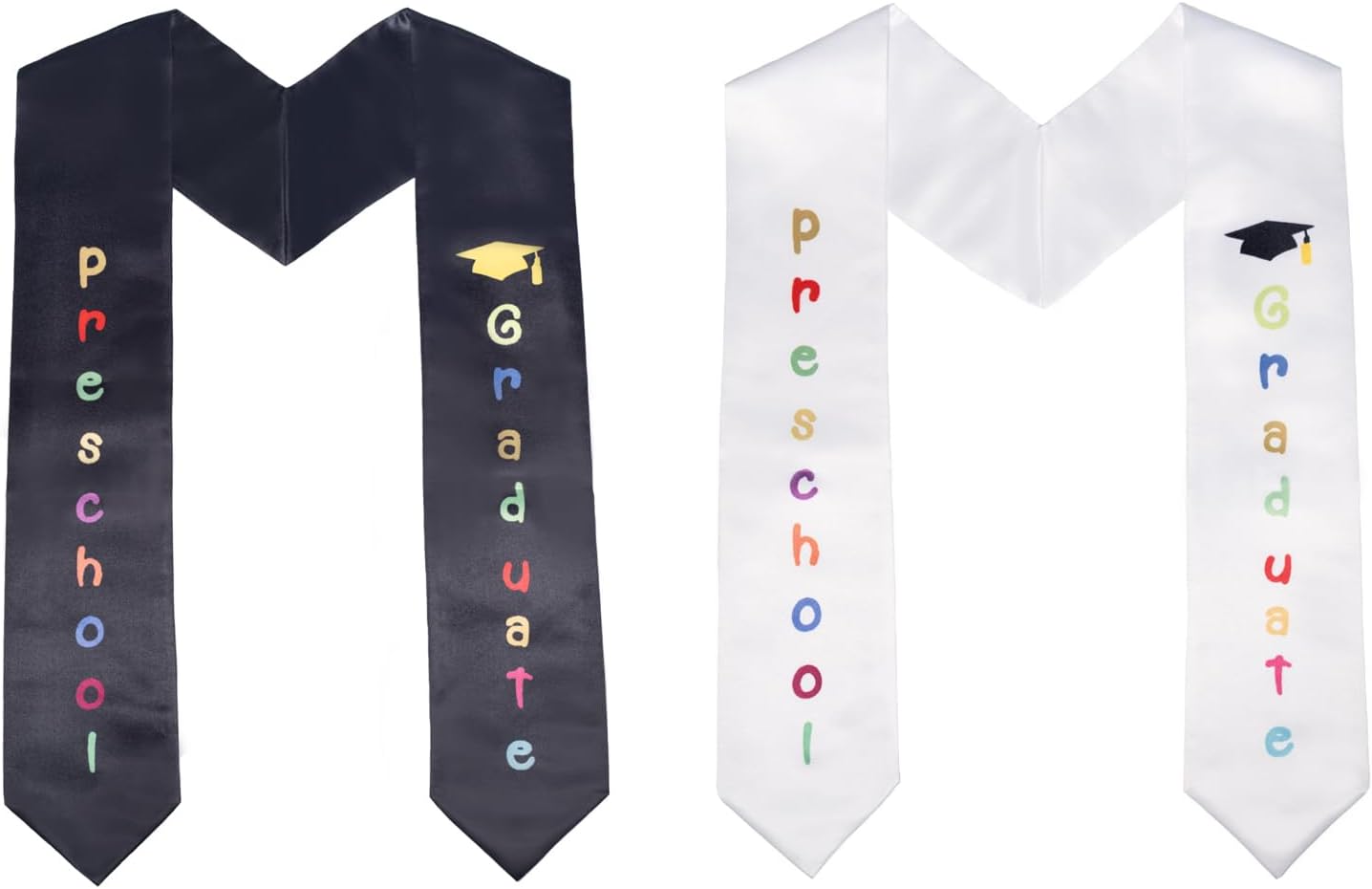 2-Pack Unisex Kids Graduation Stole Sash Preschool Kindergarten Printed 50'' Long