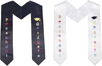 2-Pack Unisex Kids Graduation Stole Sash Preschool Kindergarten Printed 50 Long