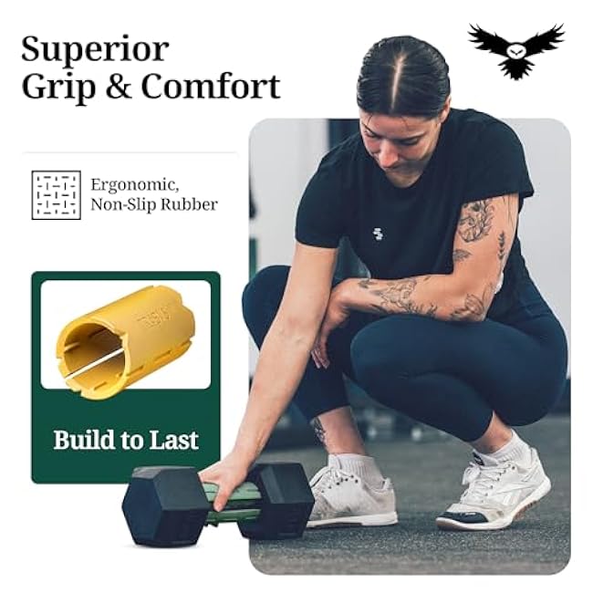 Tribus Thick Grips for Barbells Dumbbells | Thick Dumbbell Grips | Extreme Arms & Forearms Builder - Grip Strength