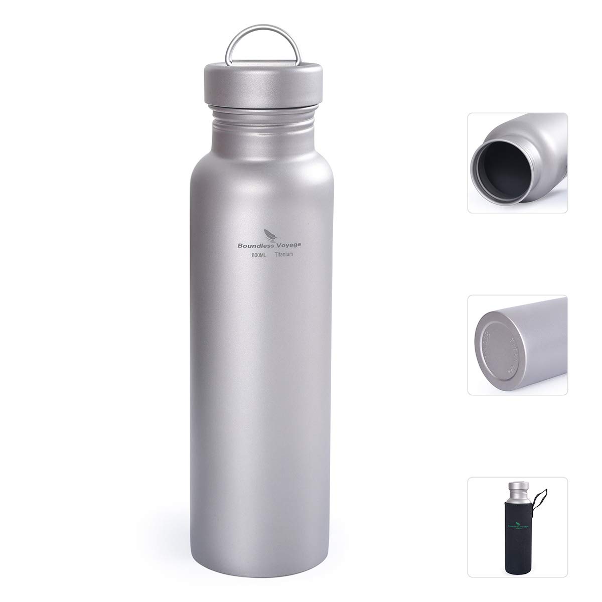 Boundless Voyage Bouteille de Sport en Titane avec Couvercle en Titane 800 ML
