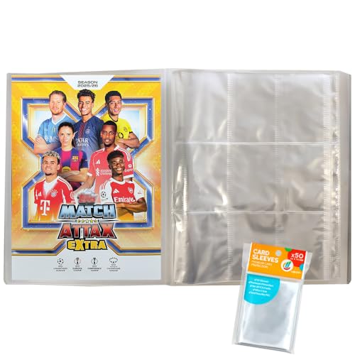 Bundle mit Match Attax Champions League Trading Cards - 1 Leere Sammelmappe + Exklusive Collect-it Hüllen (2025/26 Extra)