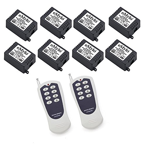 Owfeel DC 12 V un transmisor 8 x 1 canal relés aprendizaje inteligente interruptor de control remoto inalámbrico transmisor en blanco y negro