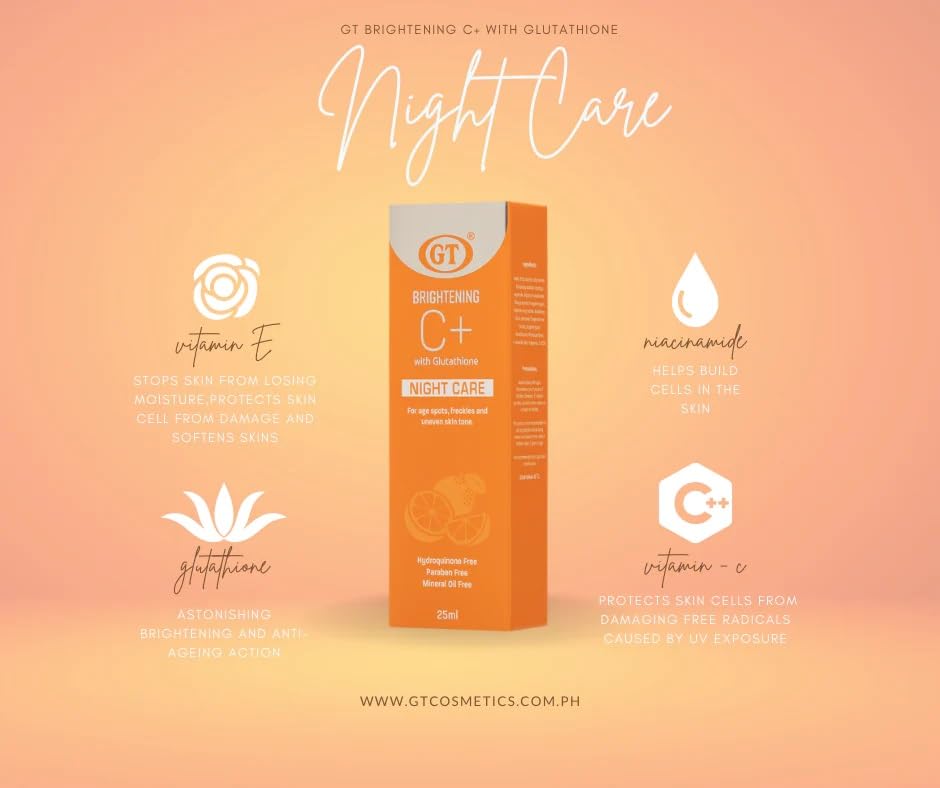 Pack of 3) GT Brightening (C+) Night Care 25ml. Skin Smoothening,  Brightening Skin Care Cream.: Buy Online at Best Price in UAE - Amazon.ae