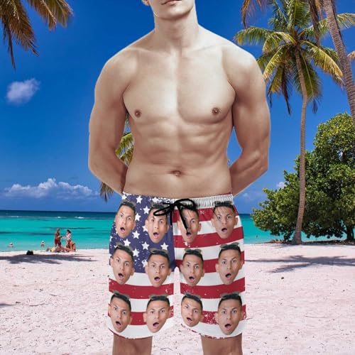 Custom Face Print Men's Swim Shorts Personalized Beach Shorts with Women Face for Men Funny Birthday Gift2