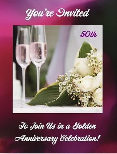 SassyXpressions 50th Wedding Anniversary Invitations Champagne Flutes - 50/pk