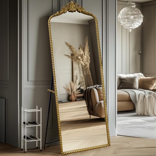 Growsun 65''x22'' Vintage Gold Antique Baroque Full Length Floor Mirror Ornate Full Body Mirror w/Free Standing, Wall-Mounted and Leaning Against The Wall for Dressing Room, Living Room, Bedroom - Image 6