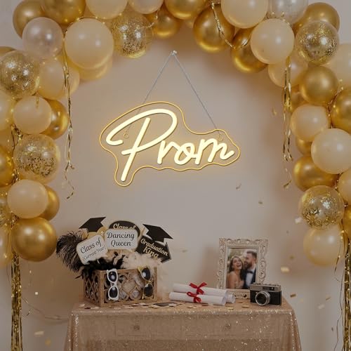 Image of Prom LED Neon Sign Letters Light Up for Graduation Party Wall Decoration | 15.7IN*9.8IN,Five level brightness adjustment,USB power,For Bar,Club,Pub,Commencement Ceremony,Congratulations Graduation