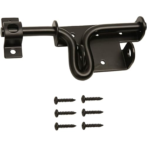 LAJIAOZ Black Heavy Duty Slide Bolt Gate Latch with Padlock Hole - Solid Hardware Thickened Metal Sliding Bolt Door Locks Gate Latches for Shed Door,Wooden Fences,Barn Doors,Yard Door,Outdoor Latch