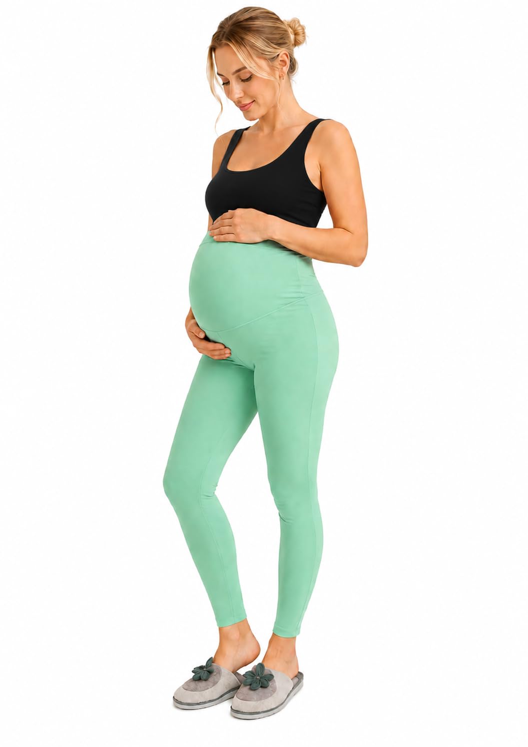 tummy Maternity Leggings for Women | High Waist Pregnancy Pants with Belly Support | Soft Stretch Yoga Tights | Comfortable Activewear for Gym, Jogging-picture-35
